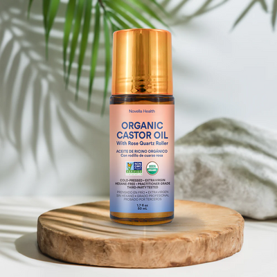 Organic Castor Oil With Rose Quarts Roll On
