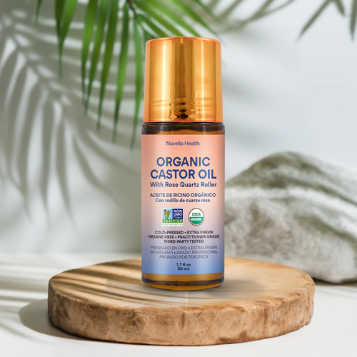 Organic Castor Oil With Rose Quarts Roll On