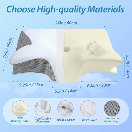 Novella™ 2 in 1 Ergonomic Contour Orthopedic Pillow for Neck Pain
