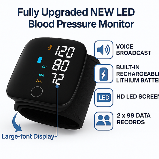 Fully upgraded new LED blood pressure monitor features
